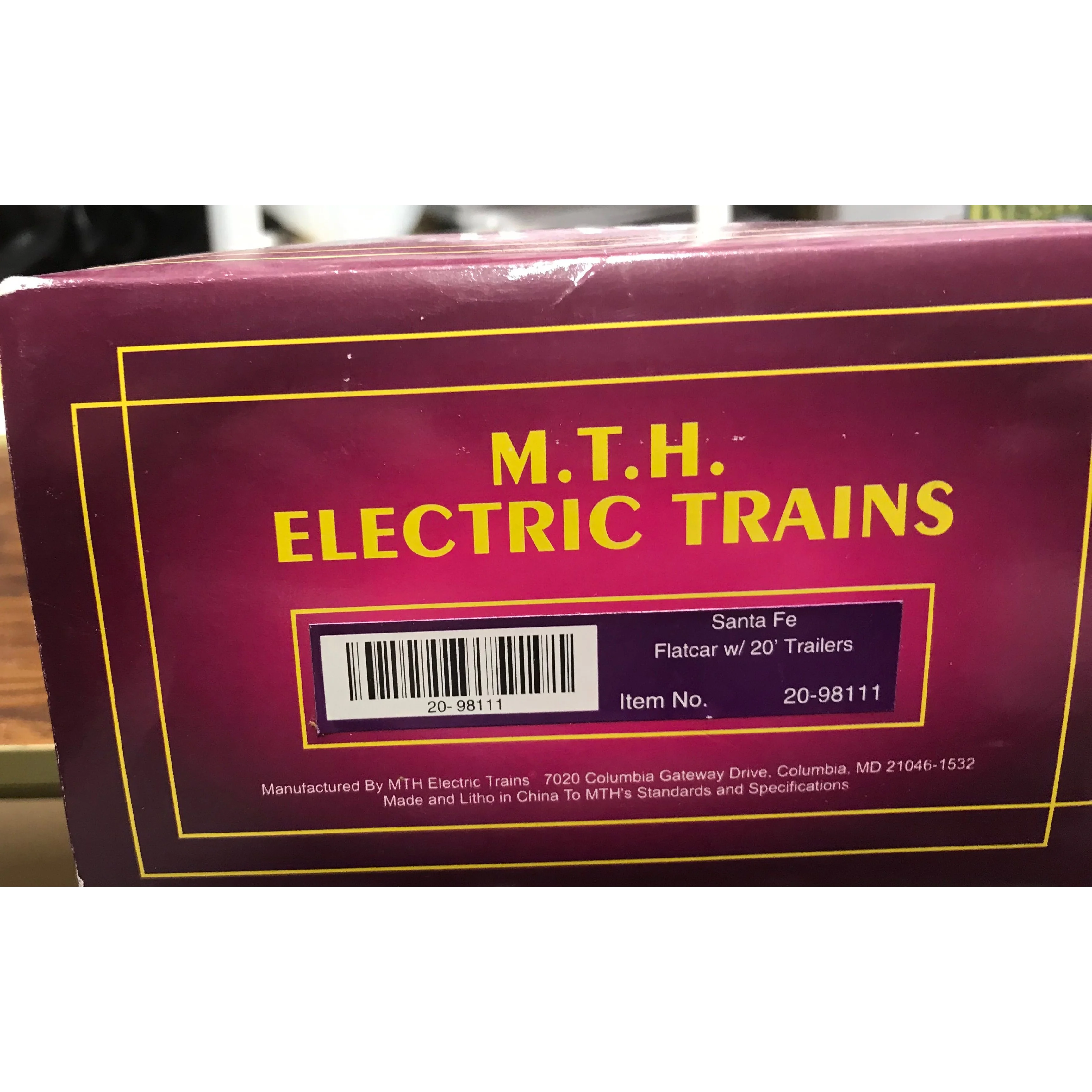MTH Premier 20-98111 Santa Fe Flat Car w (2) 20’ Trailers #93537 O New ATSF — photo 3